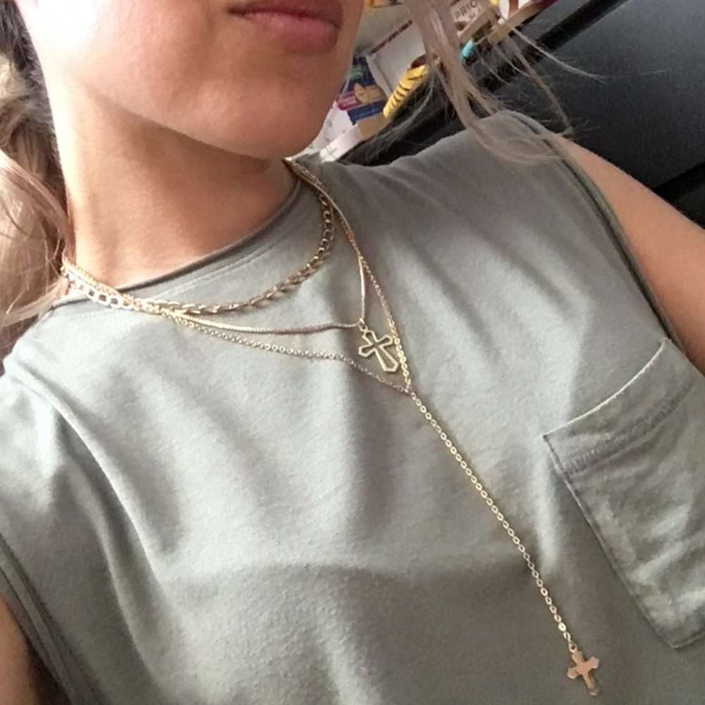 Layered cross necklace
